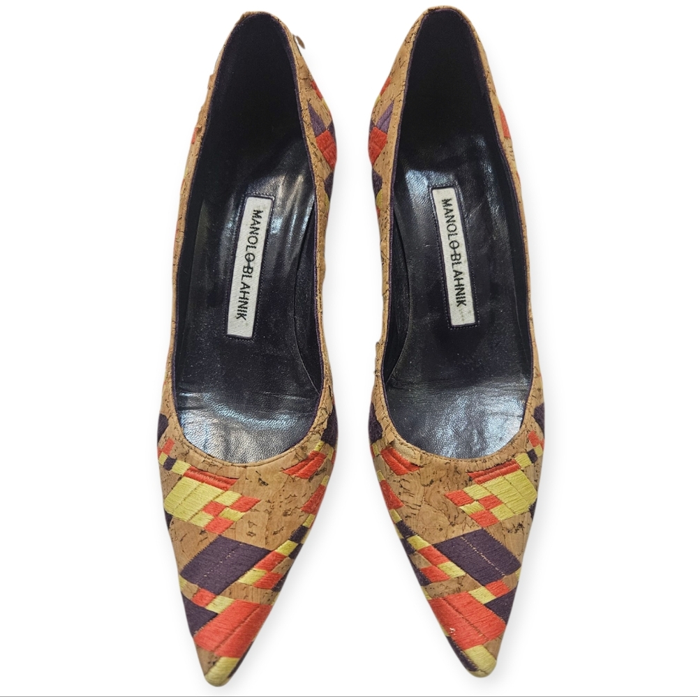 Manolo Blahnik Colorful Patchwork Heels